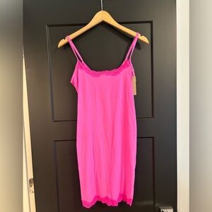 Skims Fits Everybody lace slip dress taffy tonal pink large NEW